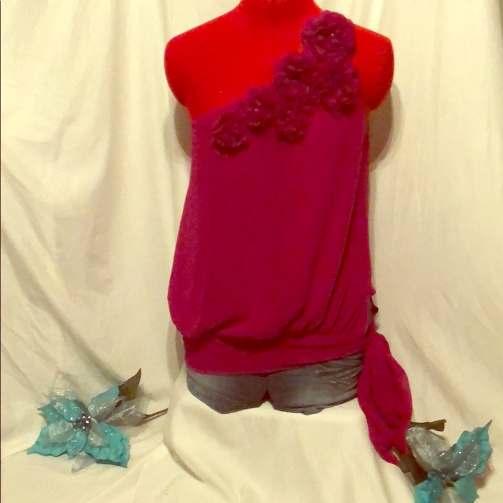Pink One shoulder flowered top